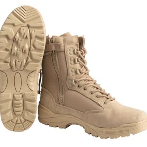 Obuv taktická MIL-TEC Khaki Tactical Boots so zipsom - desert