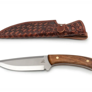 Nôž lovecký s pevnou čepeľou BEAVERCRAFT HGK1 ART Hunting s ozdobným koženým puzdrom 140mm - orechové drevo